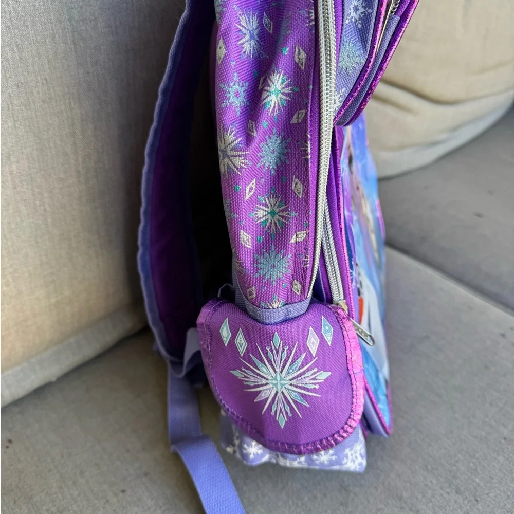 Disney, Frozen II, Metallic, Purple Backpack, Book & Pencil Bag